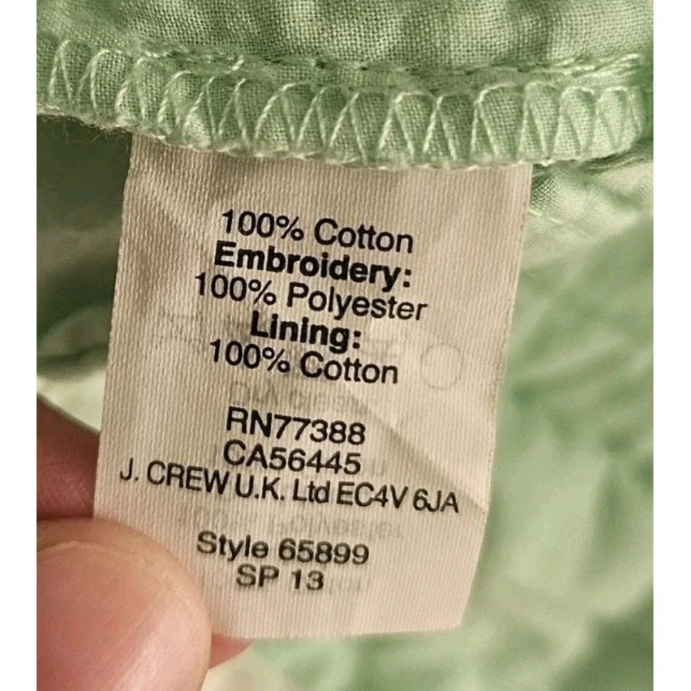 J. CREW Cafe Capri Eyelet Pants in Mint Seafoam Green Size 2 Women Cotton Prep